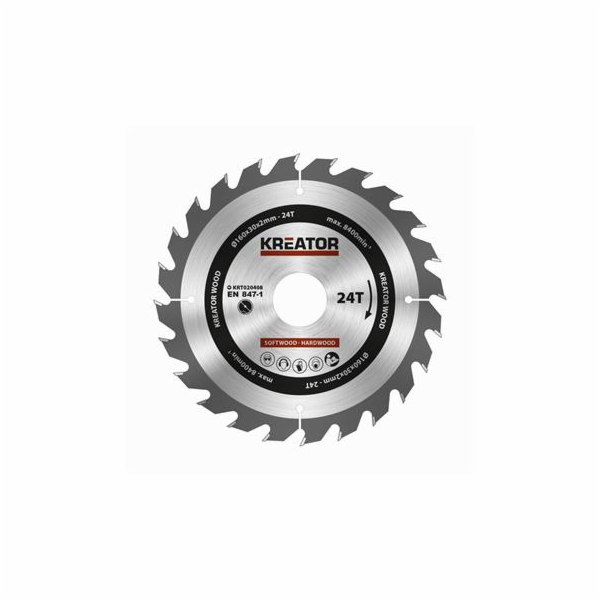 Pilový kotouč Kreator KRT020408 na dřevo 160mm, 24T