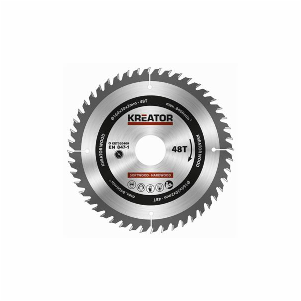 Pilový kotouč Kreator KRT020409 na dřevo 160mm, 48T
