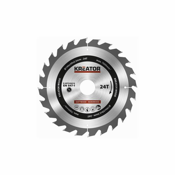 Kreator KRT020416 - Pilový kotouč na dřevo 190mm, 24T