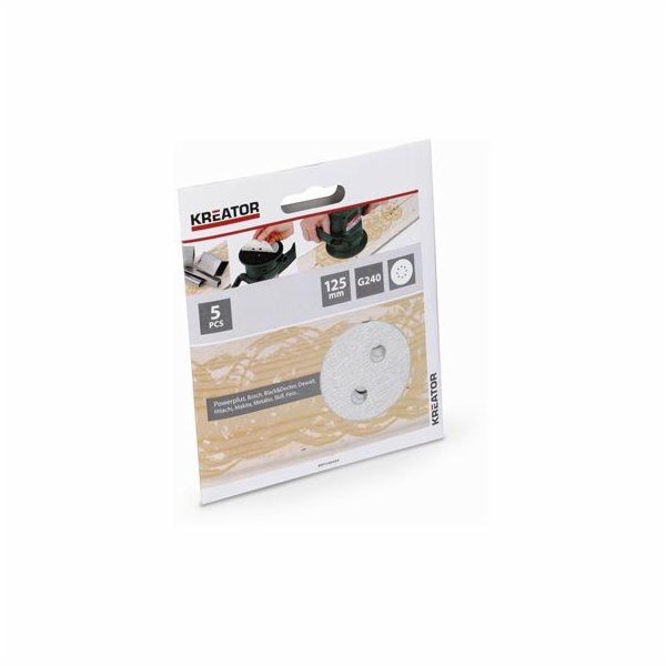 Brusný papír Kreator KRT230559 125mm na barvu G240, 5ks