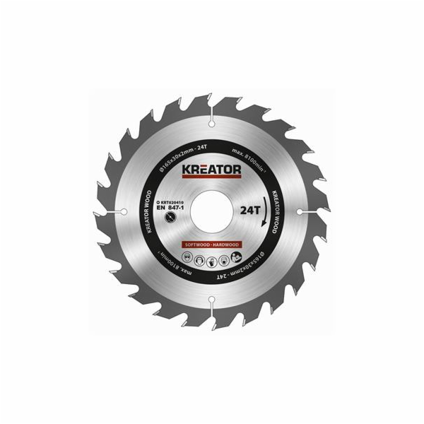 Pilový kotouč Kreator KRT020410 na dřevo 165mm, 24T