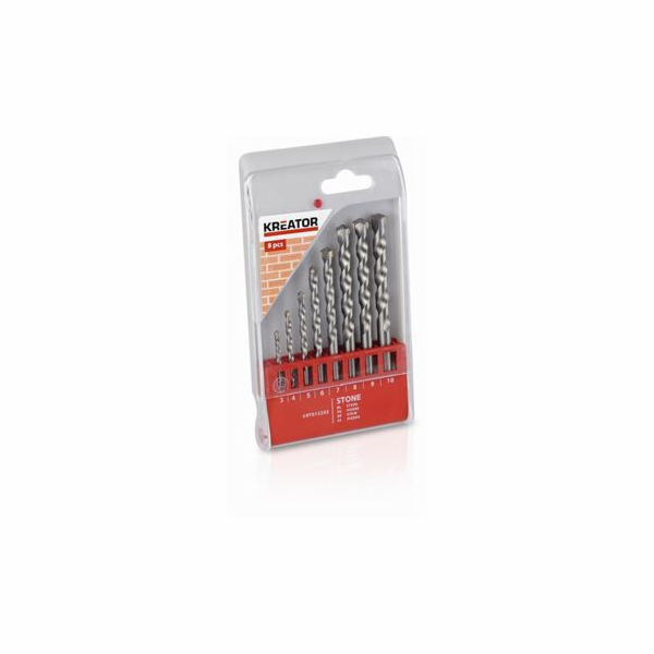 Sada vrtáků Kreator KRT012202 8 ks do zdiva 3-10 mm