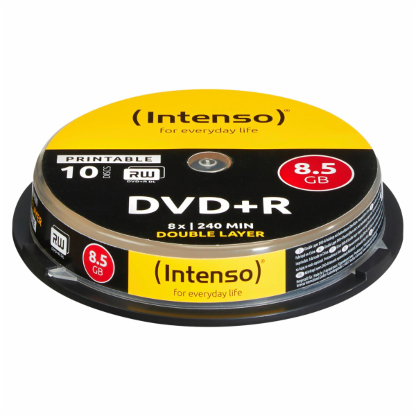 1x10 Intenso DVD+R 8,5GB 8x Speed, Double Layer printable