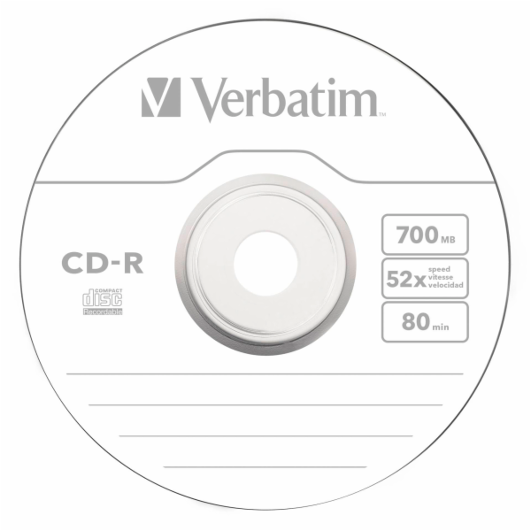 1x10 Verbatim CD-R 80 700MB 52x Data Life Slim obal