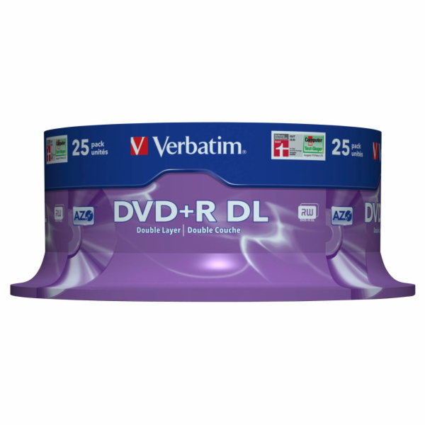 1x25 Verbatim DVD+R Double Layer 8x Speed, 8,5GB matny st...