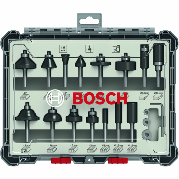 Bosch 15-díl.sada fréz 6mm