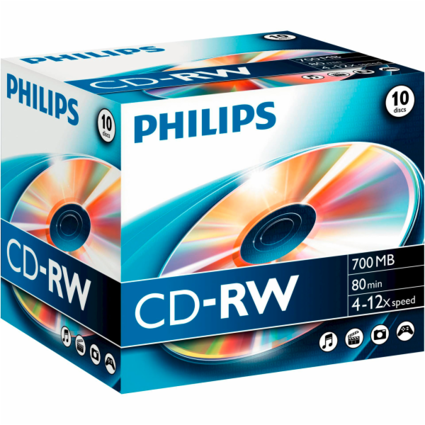 1x10 Philips CD-RW 80Min 700MB 4-12x JC