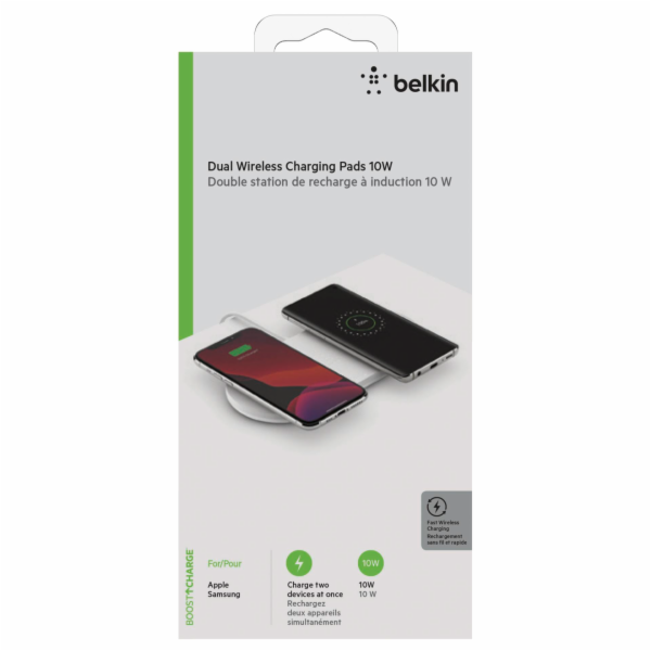 Belkin Dual bezdr. nab.podlozka 2x10W sit. zdroj bila WIZ...