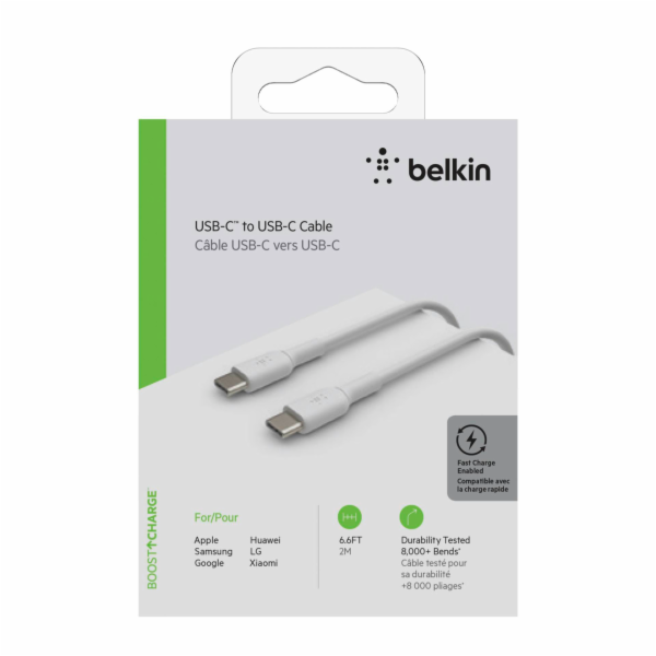 Belkin USB-C/USB-C kabel 2m PVC, bila CAB003bt2MWH