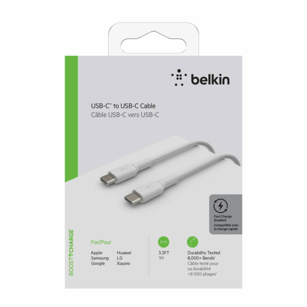 Belkin USB-C/USB-C kabel 1m PVC, bila CAB003bt1MWH