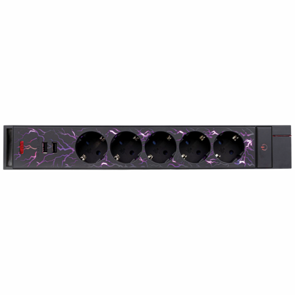 REV GAMER Multiple Socket 1,4m 5-fold 2xUSB incl. Color S...