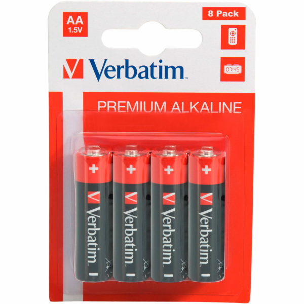 1x8 Verbatim alkalicky Batterie Mignon AA LR6            ...