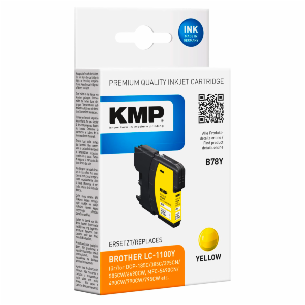 KMP B78Y cartridge zluta kompatibil. s Brother LC-1100 Y