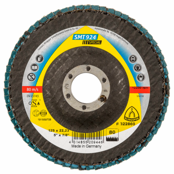Klingspor SMT 924 abrasive mop disc 125x22,23 mm Grain 80...