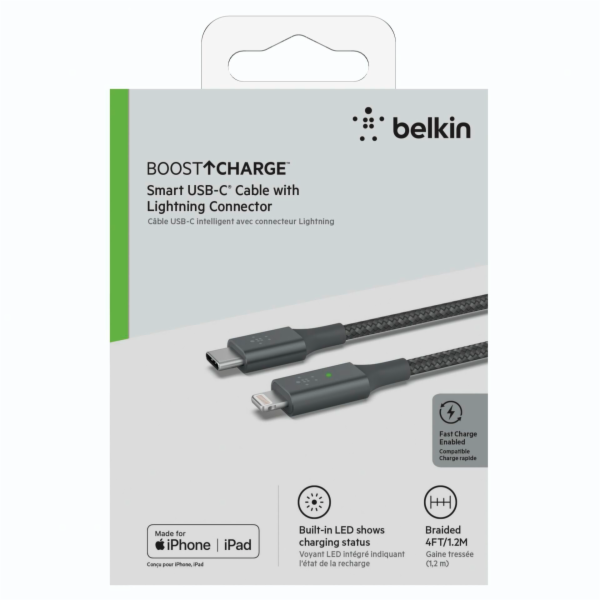 Belkin Smart LED kabel seda 1,2m USB-C / Lightning   CAA0...