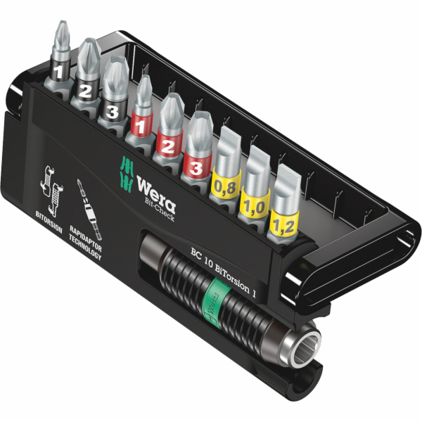 Wera 10 BiTorsion 1, 1/4 ", 10 kusů, sada bitů