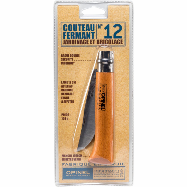 Opinel kapesni nuz c. 12 karbonová cepel s drevenou ruk.