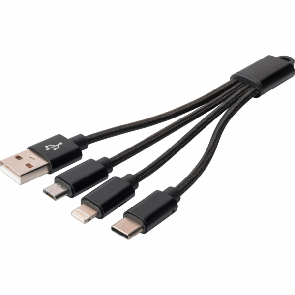 DIGITUS 3-in-1 kabel USB-A + Lightning + Micro USB + USB-C
