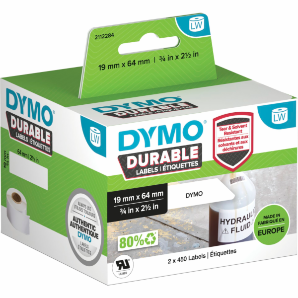 Dymo etikety/stitky 19 x 64 mm bila 2x 450 ks