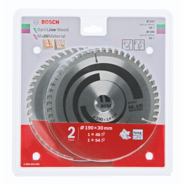 Bosch 1x Optiline Wood + 1x Multi Material,set pilových kot.