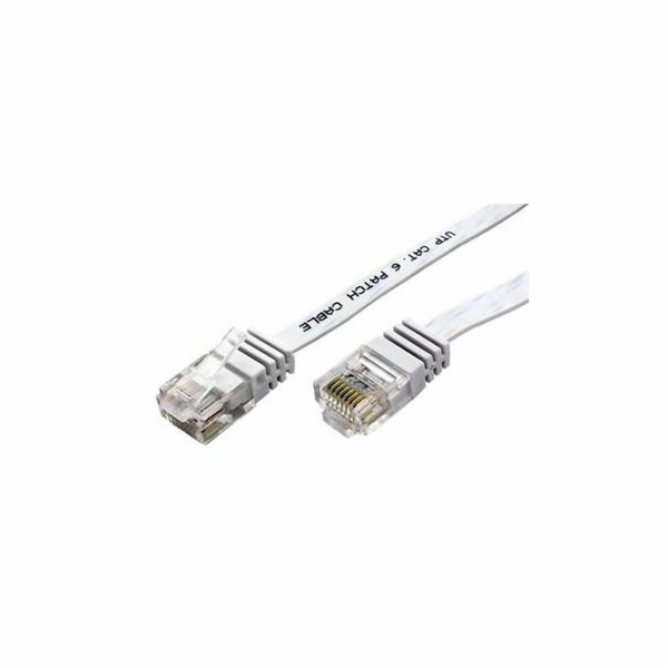 Patch kabel UTP cat 6, 1m plochý - bílý