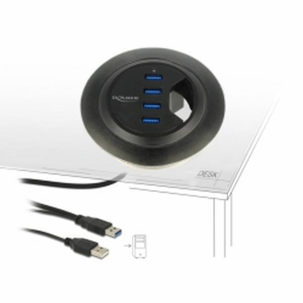 DeLOCK stolní hub 4x USB 3.0 60mm, USB hub