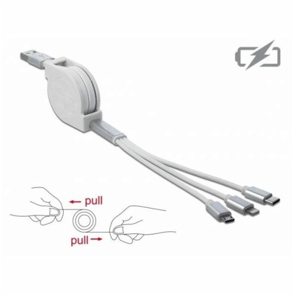 DeLOCK USB roll-up nabíjecí kabel, USB-A > Micro-USB + US...
