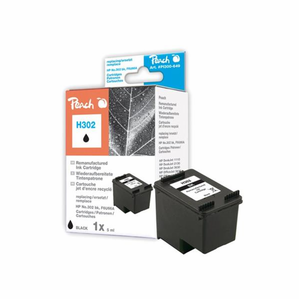 PEACH kompatibilní cartridge HP F6U66A, No 302, black, 6ml