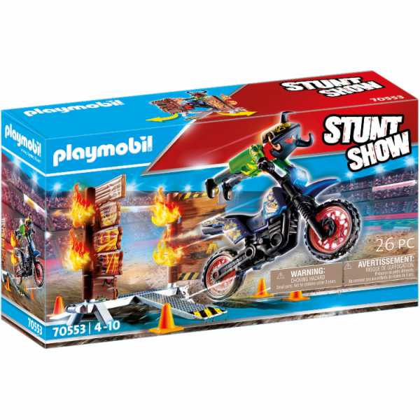Playmobil 70553 Kaskadérská show Motorka s ohnivou stěnou