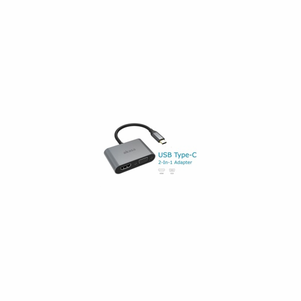 AKASA adaptér USB-C 2-in-1 (single or dual display output...
