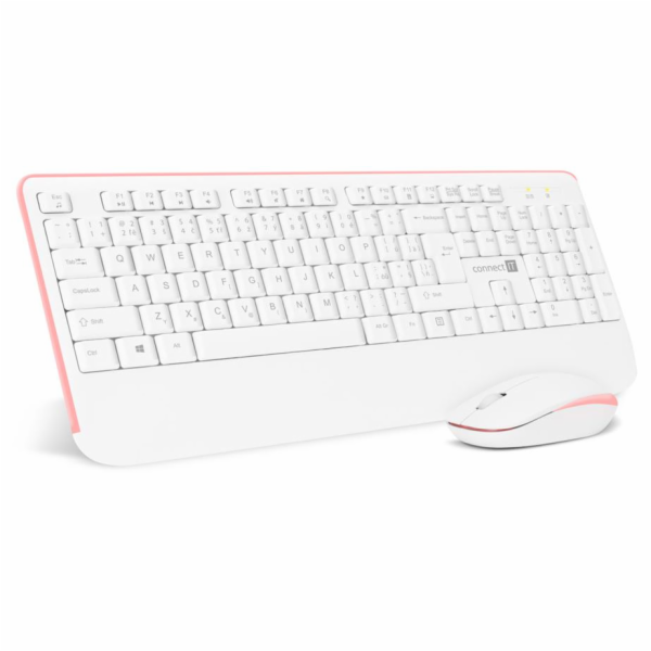 Set klávesnice + myš Connect IT Combo bezdrátová bílo-růž...