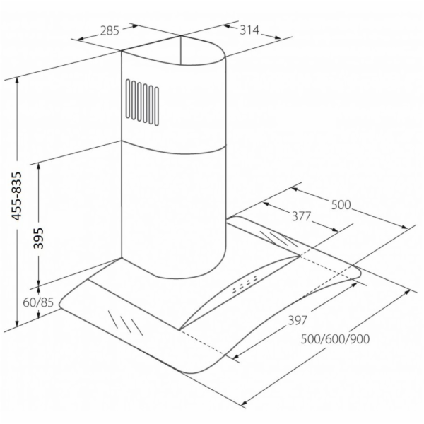 Akpo WK-4 Largo Eco 50 nástěnný odsavač par černý
