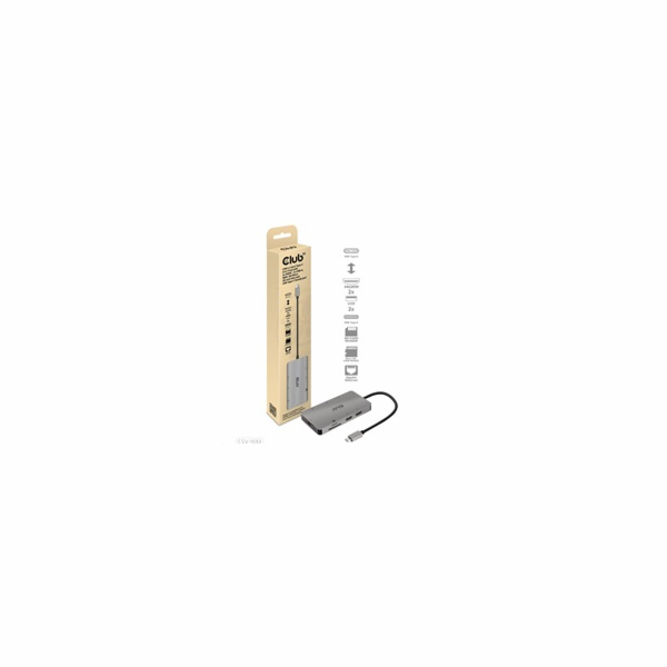 Club3D Dokovací stanice 8v1 USB 3.2 typ C (2xHDMI, 2xUSB-...