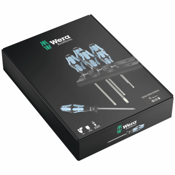 Wera 3334/3350/3355/6 Screwdriver Set, Inox + Rack