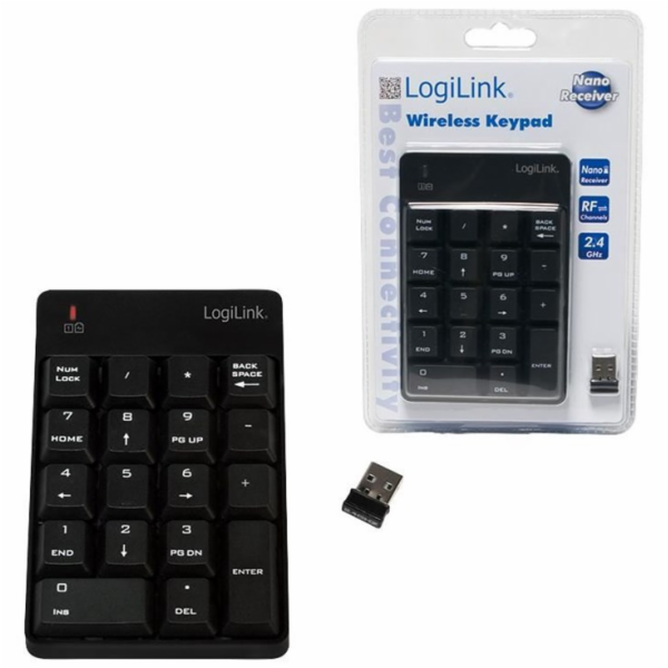 LogiLink ID0120 Klávesnice bezdrátová s 18 klávesami Černá