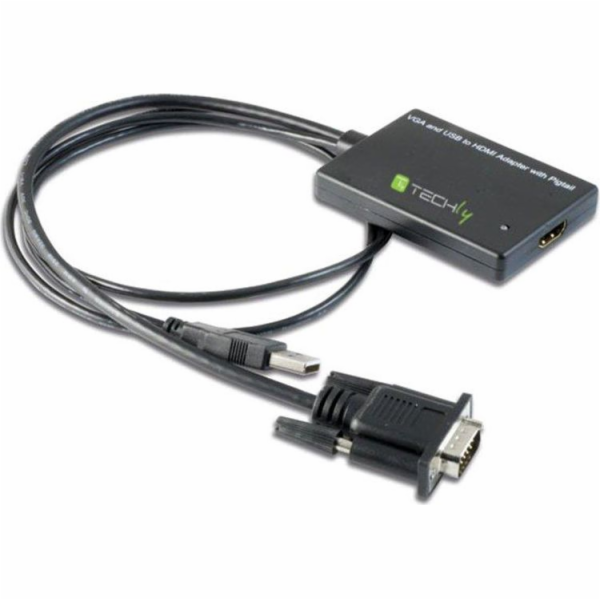Adaptér AV Techly D-Sub (VGA) - HDMI + USB-A černý (301665)