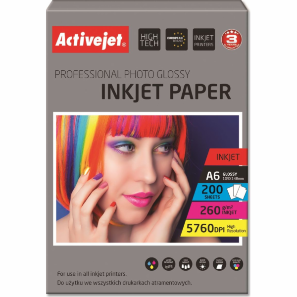 Activejet Fotopapír AP6-260GR200 (A6; 200 kopií)