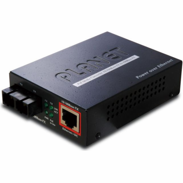 Planet FTP-802S15 konvertor 10/100Base-FX SM SC, PoE inje...