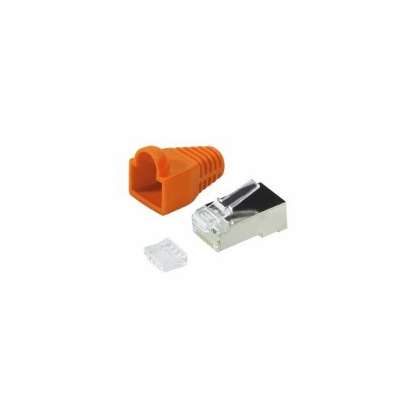 LogiLink RJ45 CAT.6 FTP zástrčka s krytem, oranžová 100 k...