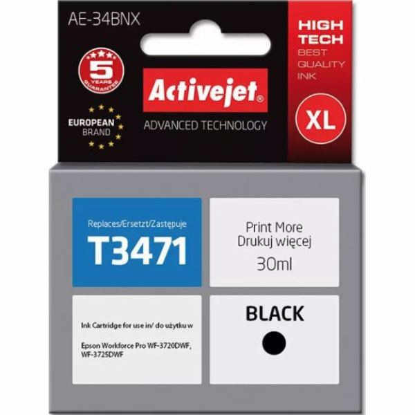 Activejet Inkoust AE-34BNX (náhradní inkoust Epson 34XL T...