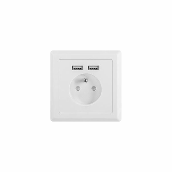 Lanberg Zásuvka pod omítku 230V jednoduchá + 2x USB 2.1A ...