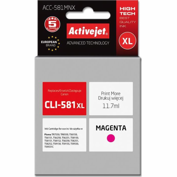 Activejet ACC-581MNX ink (replacement for Canon CLI-581M ...