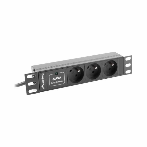 LANBERG POWER STRIP RACK 10" (1U, 16A, 3X 230V PL)