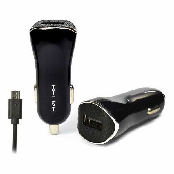 Nabíječka Beline USB nabíječka do auta + microUSB 1A čern...