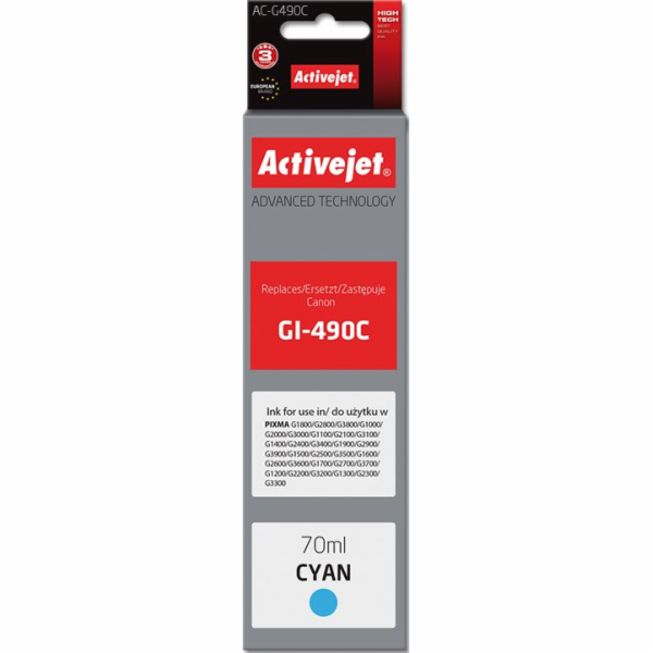Activejet AC-G490C ink for Canon printer; Canon GI-490C r...