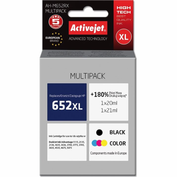 Inkoust Activejet AH-M652RX pro tiskárnu HP; HP 652 F6V25...