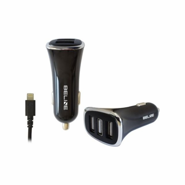 Nabíječka do auta 3xUSB + microUSB 4A černá