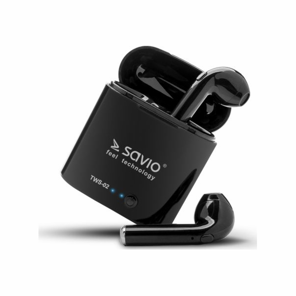 SAVIO TWS-02 Bezdrátová sluchátka Bluetooth, černá
