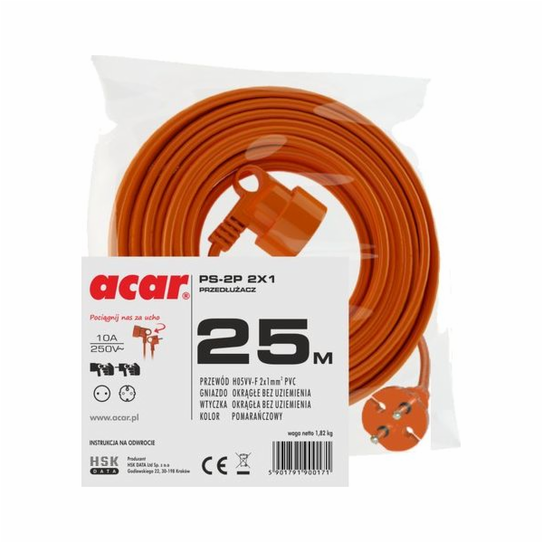 Acar PS-2P H05VV-F 2X1 25M zahradní prodlužovací kabel