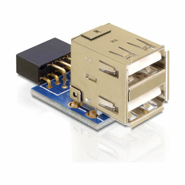 DeLOCK USB 2.0 adaptér, 9pin header > 2x USB-A zásuvka